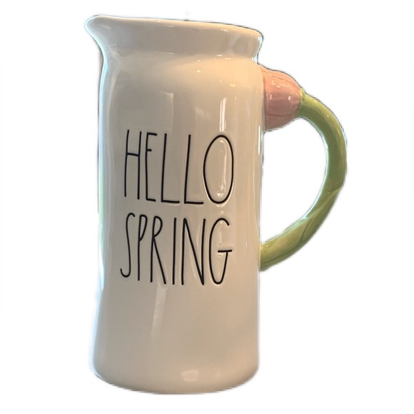 Rae Dunn Other - Rae Dunn ~ “Hello Spring” Ceramic Pitcher with Flower Handle